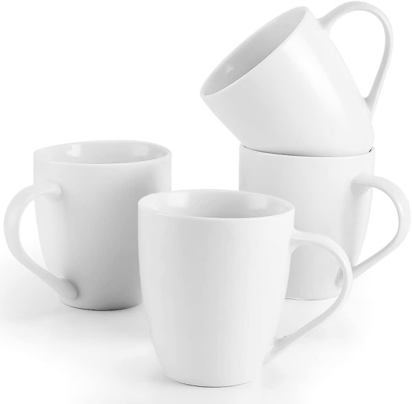 White Drinking Cup Set (4 pieces), 16 oz with Handle
