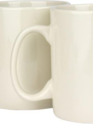Ceramic Drinking Cup, with Handle, 2 pieces (Cream)