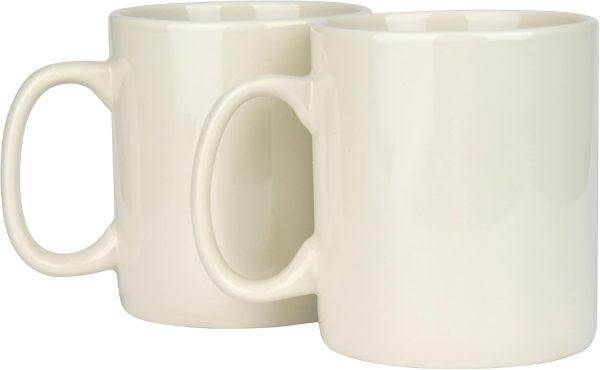 Ceramic Drinking Cup, with Handle, 2 pieces (Cream)