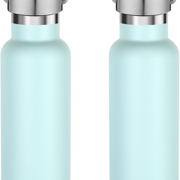17oz Stainless Steel Water Bottle,Leak-Proof Sweat-Proof Travel Bottle,Double Wall Vacuum,Portable Insulated Cup,Reuseble Metal Bottle for School Sports Hikers Kids,Fog(2Packs)