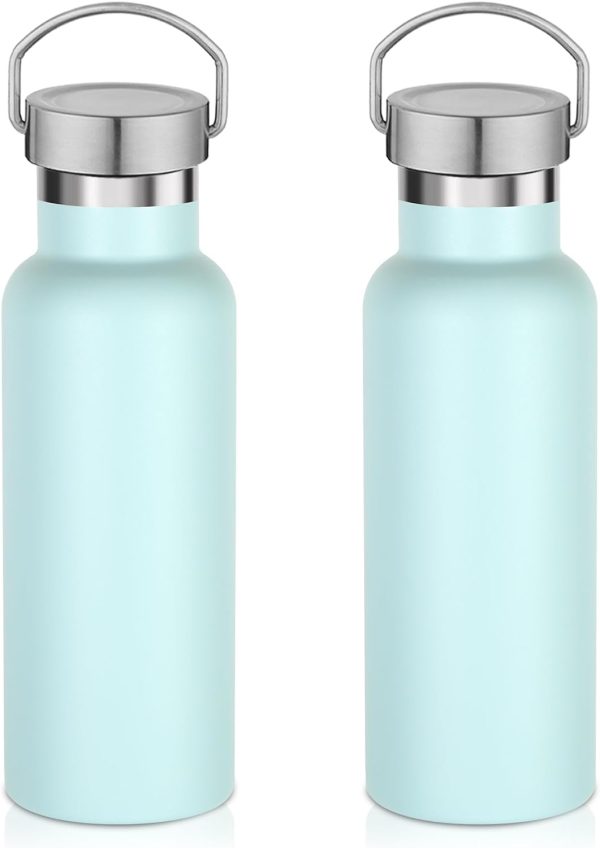 17oz Stainless Steel Water Bottle,Leak-Proof Sweat-Proof Travel Bottle,Double Wall Vacuum,Portable Insulated Cup,Reuseble Metal Bottle for School Sports Hikers Kids,Fog(2Packs)