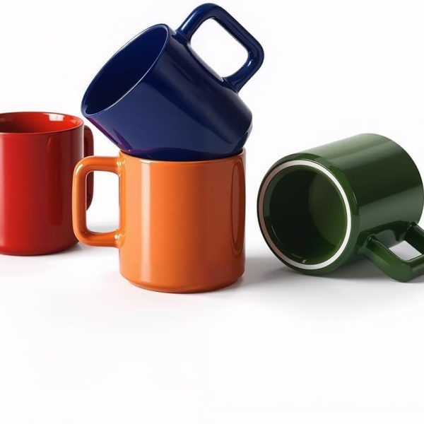 Ceramic Drinking Cup, 12 oz, 4-Piece Set - Solid Color