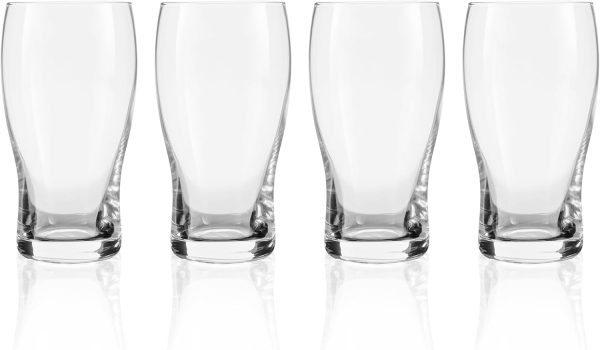 Large Beer Glasses Set of 4, 20 Oz Classic British Craft Beer Glass - 100% Safe Lead-Free Glass, Durable Father Beer Drinking Glass Cups Pub Glassware Great Dad Gifts
