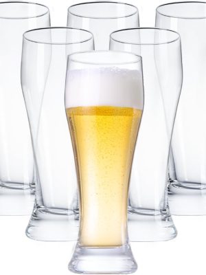 Beer Glasses Set of 6,14.7oz Glasses Drinking Set, Craft Pint Glasses for Freezer Supply Aroma Retention, Tall Beer Mug and Glassware Gifts for Men
