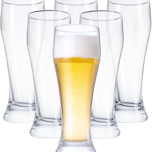 Beer Glasses Set of 6,14.7oz Glasses Drinking Set, Craft Pint Glasses for Freezer Supply Aroma Retention, Tall Beer Mug and Glassware Gifts for Men