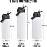 18oz Insulated Stainless Steel Water Bottle, Wide Mouth Double Wall Vacuum, Silicone Straw, Sweat & Leak Proof, BPA Free Insulated Water Flask for Travel, Keep Cold 24h Hot 12h, White