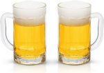 2 Pack Heavy Large Beer Glasses with Handle - 14 Ounce Glass Steins, Classic Beer Mug glasses Set