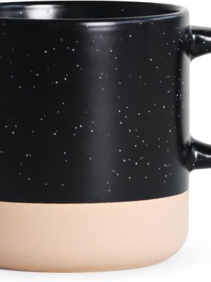 12 oz Ceramic Mug – Modern Square Handle Tea Cup