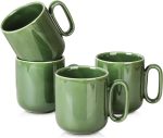 Glazed Ceramic Drinking Cup Set - 18 oz Large Mug (Green)