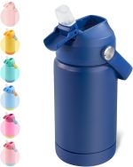 12oz Kids Water Bottle, Stainless Steel Insulated Water Bottle For Kids, Toddler Cup With Straws Leak-proof, Kids Water Bottles For School Boys Girls, BPA Free, Blue