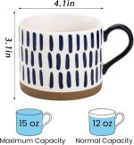 4-Piece Large Ceramic Drinking Cup Set, 15 oz, Vintage Glazed Porcelain