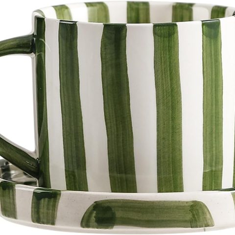 Ceramic Drinking Cups - Hand-Painted Stripe Art