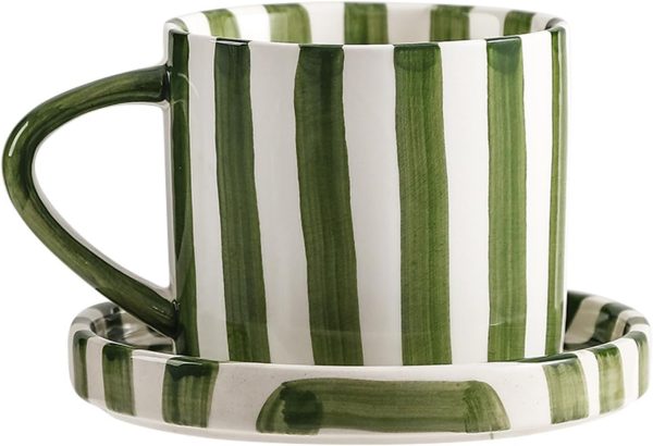 Ceramic Drinking Cups - Hand-Painted Stripe Art