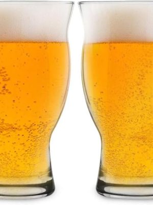 USA Made Nucleated Tulip Pint Glasses for Better Head Retention, Aroma and Flavor- 16 oz Ultimate Pint Glass for Beer Drinking- IPA Beer Glasses For Men- Cool Beer Glass Stackable Design- 4 Pack