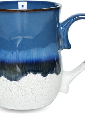 Large ceramic coffee mug, 20 oz, suitable for office and home use, dishwasher and microwave safe (20 oz, dark blue).
