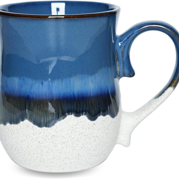 Large ceramic coffee mug, 20 oz, suitable for office and home use, dishwasher and microwave safe (20 oz, dark blue).