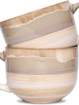 Ceramic Drinking Cup Set (Brown-Gray, 2 pieces)