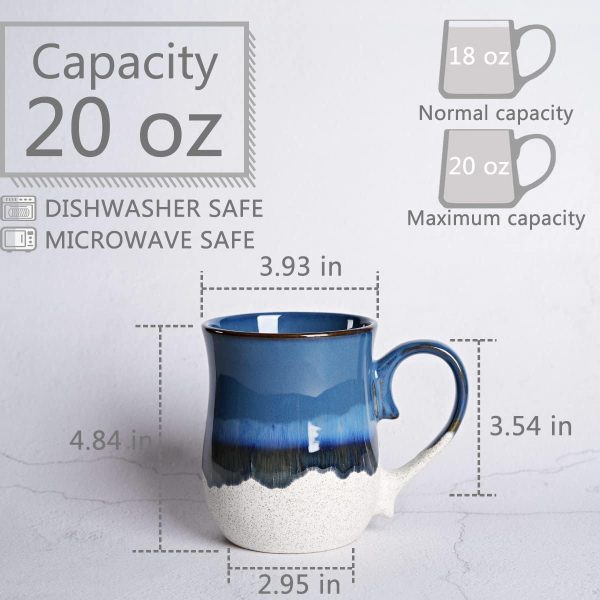 Large ceramic coffee mug, 20 oz, suitable for office and home use, dishwasher and microwave safe (20 oz, dark blue).