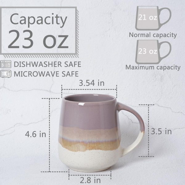 Ceramic Drinking Cup, 23 oz, Extra Large Tea Cup (Purple)
