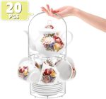 Tea Sets 20-Piece Coffee (7oz) Tea Cup Set Ceramic Vintage Flower Style,Tea Set for Women Tea Party Afternoon (28oz) Teapot Set Tea Supplies Tea Cup and Saucer Set