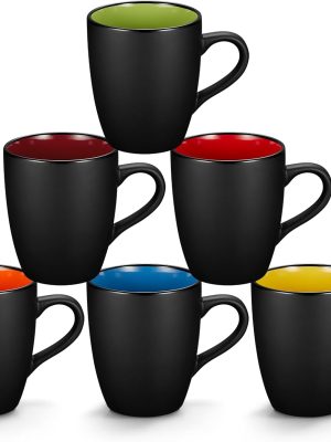 6-Piece Ceramic Drinking Cup Set, Matte Black
