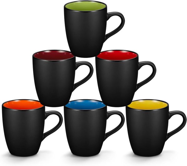 6-Piece Ceramic Drinking Cup Set, Matte Black