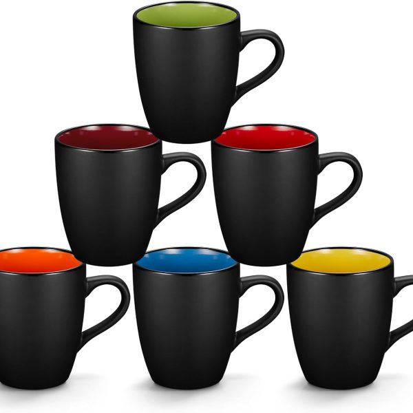 6-Piece Ceramic Drinking Cup Set, Matte Black