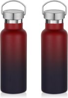17oz Stainless Steel Water Bottle,Leak-Proof Sweat-Proof Travel Bottle,Double Wall Vacuum,Portable Insulated Cup,Reuseble Metal Bottle for School Sport Hiker Kid,Red Purple(2Packs)