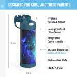 16 Ounce Stainless Steel Vacuum Insulated Bottle with Wide Spout Lid, Galaxy Teal