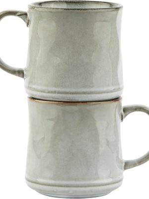 Glazed coffee mugs, ceramic, microwave and dishwasher safe, 13 oz, round pattern, two-pack.