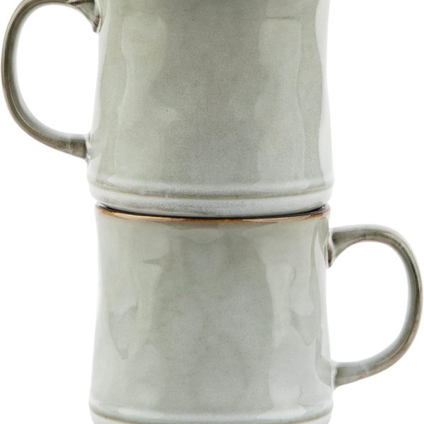 Glazed coffee mugs, ceramic, microwave and dishwasher safe, 13 oz, round pattern, two-pack.