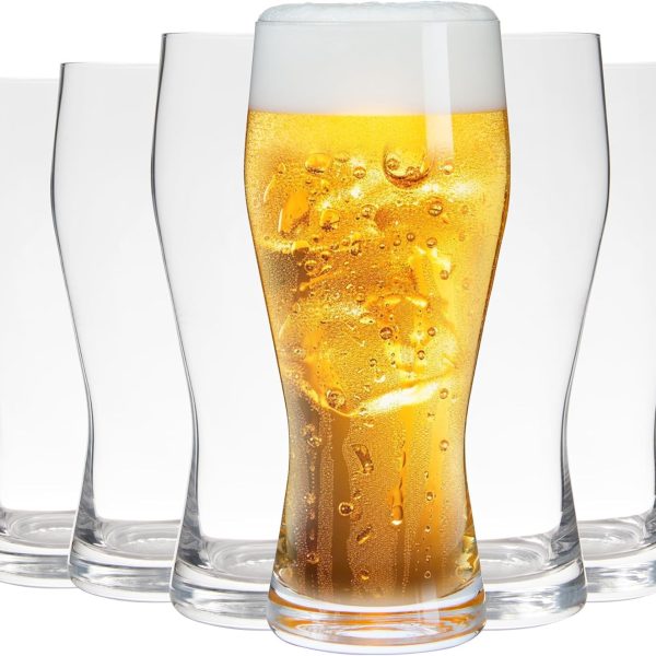 20oz Pilsner Beer Glasses Set of 6, Classic Beer Glass, Large Capacity Beer Cup, Stylish Beer Gifts, Beer Cups and Mugs