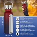 17oz Stainless Steel Water Bottle,Leak-Proof Sweat-Proof Travel Bottle,Double Wall Vacuum,Portable Insulated Cup,Reuseble Metal Bottle for School Sport Hiker Kid,Red Purple(2Packs)