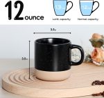 12 oz Ceramic Mug – Modern Square Handle Tea Cup