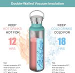 20 oz Insulated Water Bottles Bulk 2 Pack,Stainless Steel Double Wall Sport Bottle with Lid of Handle,Metal Reusable es Flask for School,Cyclists,Hikers,Gift (Green-Pink,Set of 2)