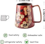 Ceramic coffee mug, large capacity, suitable for milk coffee mug, tea mug, cocoa, cappuccino, latte, cereal, dishwasher safe, microwave safe (burgundy).