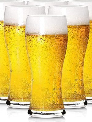 6 Pack 16oz Beer Glasses, Bar Glassware, Drinking Glasses for Home Kitchen Entertainment