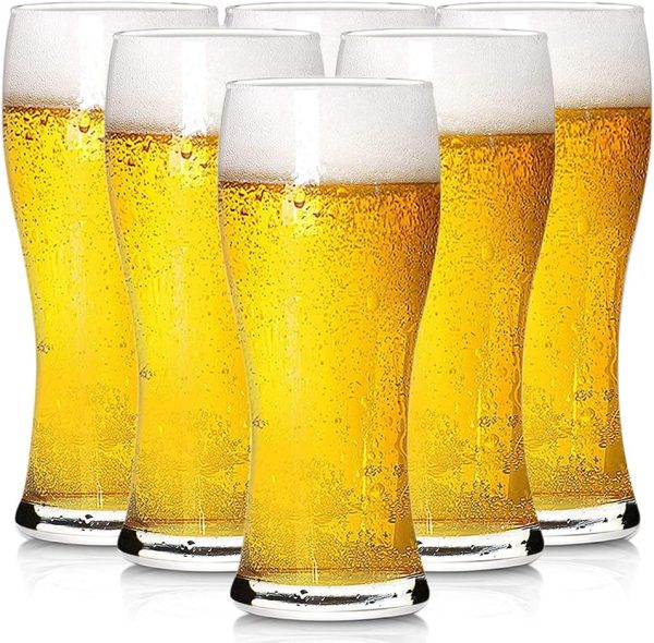 6 Pack 16oz  Beer Glasses, Bar Glassware, Drinking Glasses for Home Kitchen Entertainment