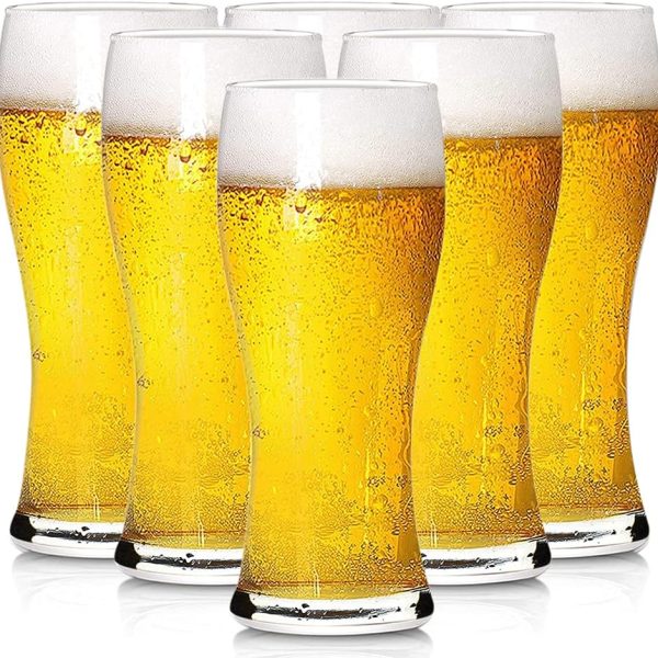 6 Pack 16oz Beer Glasses, Bar Glassware, Drinking Glasses for Home Kitchen Entertainment