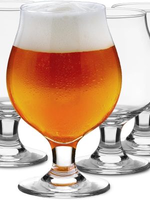 Beer Glasses Set of 4, 16 OZ Classic Craft Goblet Glasses, Premium Beer Glasses Tumbler Set, Pub Beer Glasses, Unique Design Beer Glasses, Dishwasher Safe