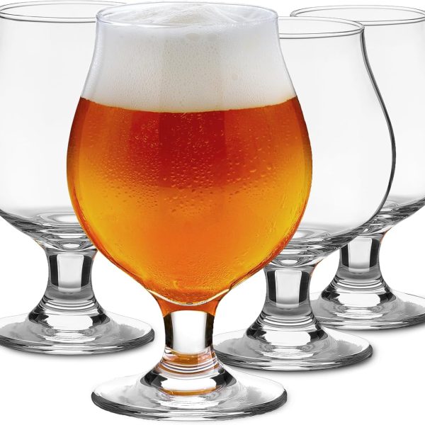 Beer Glasses Set of 4, 16 OZ Classic Craft Goblet Glasses, Premium Beer Glasses Tumbler Set, Pub Beer Glasses, Unique Design Beer Glasses, Dishwasher Safe