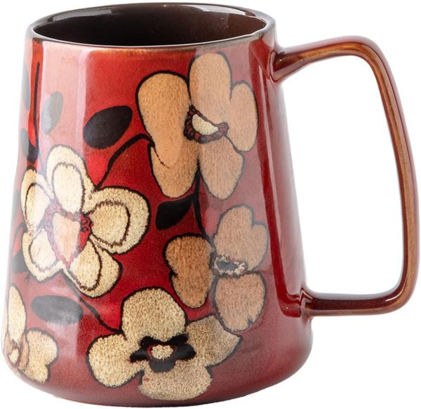 Ceramic coffee mug, large capacity, suitable for milk coffee mug, tea mug, cocoa, cappuccino, latte, cereal, dishwasher safe, microwave safe (burgundy).