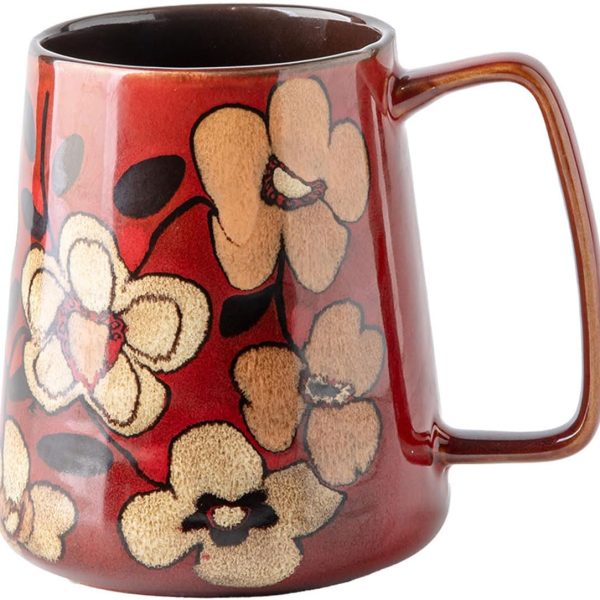 Ceramic coffee mug, large capacity, suitable for milk coffee mug, tea mug, cocoa, cappuccino, latte, cereal, dishwasher safe, microwave safe (burgundy).