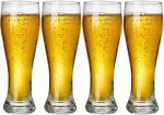 4 Pack 17.5oz Pilsner Beer Glasses Bar Glassware,Classics Craft Beer Glasses Beer Cups, Mugs and Beer Glasses for Home Kitchen Entertainment