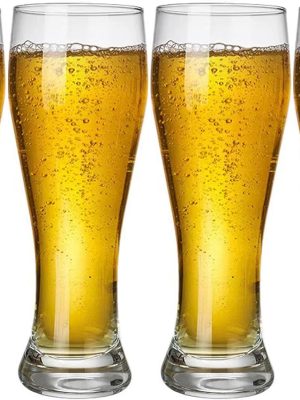 4 Pack 17.5oz Pilsner Beer Glasses Bar Glassware,Classics Craft Beer Glasses Beer Cups, Mugs and Beer Glasses for Home Kitchen Entertainment