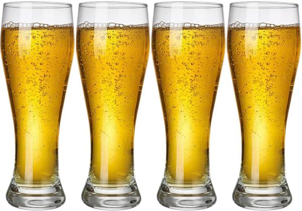 4 Pack 17.5oz Pilsner Beer Glasses Bar Glassware,Classics Craft Beer Glasses Beer Cups, Mugs and Beer Glasses for Home Kitchen Entertainment