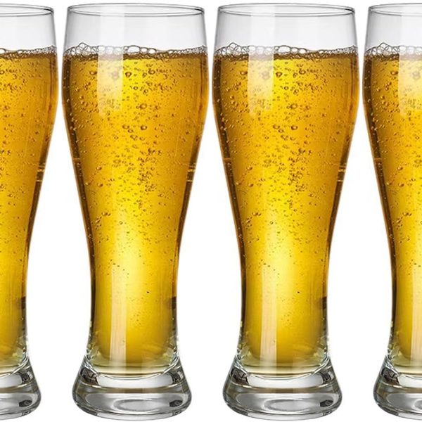 4 Pack 17.5oz Pilsner Beer Glasses Bar Glassware,Classics Craft Beer Glasses Beer Cups, Mugs and Beer Glasses for Home Kitchen Entertainment
