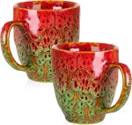 Set of 2 Durable 16 oz Coffee Cups, Large Coffee Mugs with Ergonomic Handle, Ceramic Mugs Dishwasher & Microwave Safe, Ideal Tea Mugs for Home, Office, Gifts (coffee, Tea, Hot Cocoa, Latte Cup)