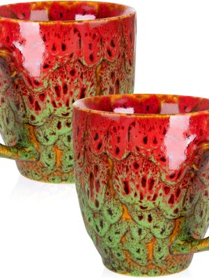 Set of 2 Durable 16 oz Coffee Cups, Large Coffee Mugs with Ergonomic Handle, Ceramic Mugs Dishwasher & Microwave Safe, Ideal Tea Mugs for Home, Office, Gifts (coffee, Tea, Hot Cocoa, Latte Cup)