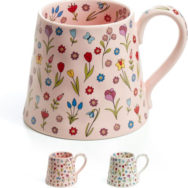 12oz Ceramic Coffee Mug - Cute pink coffee mug with a unique design, perfect for home, office, or serving tea, latte, or milk - the ideal gift for a friend (pink).